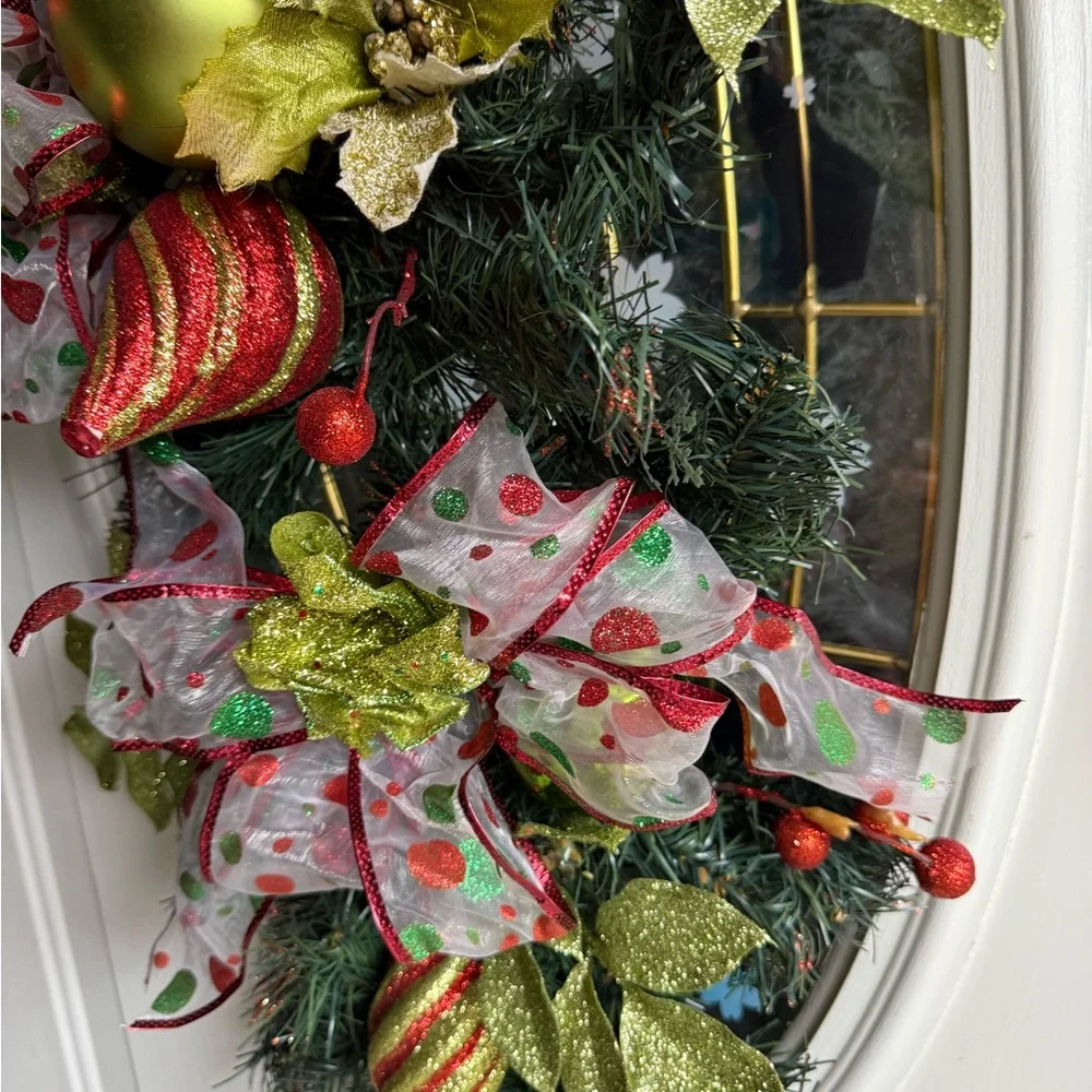 Home interiors Festive Green and Red Holiday Door Swag